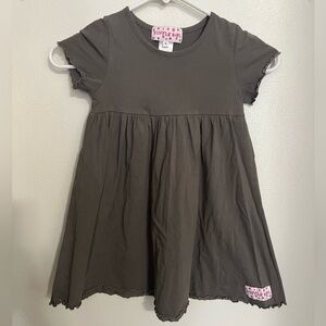 RUFFLE GIRL Casual Ruffle Hem Short Sleeve Dress Empire Waist Dark Grey Girl's 6